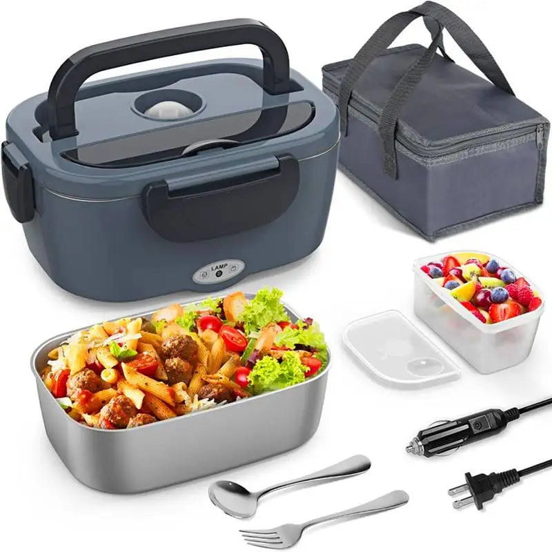 Electric Lunch Box for Adults, 80W Heated Lunch Box Portable Food Warmer Lunch Box for Work/Men/Car/TrucLeakproof 2 Compartments