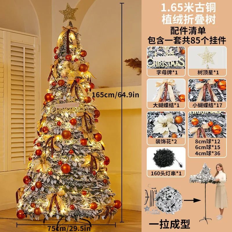 1.5M-2.25M Christmas Tree Extendable PVC Flocked Xmas Tree Premium Dense Artificial Pine Space Saving Foldable Holiday Ornaments