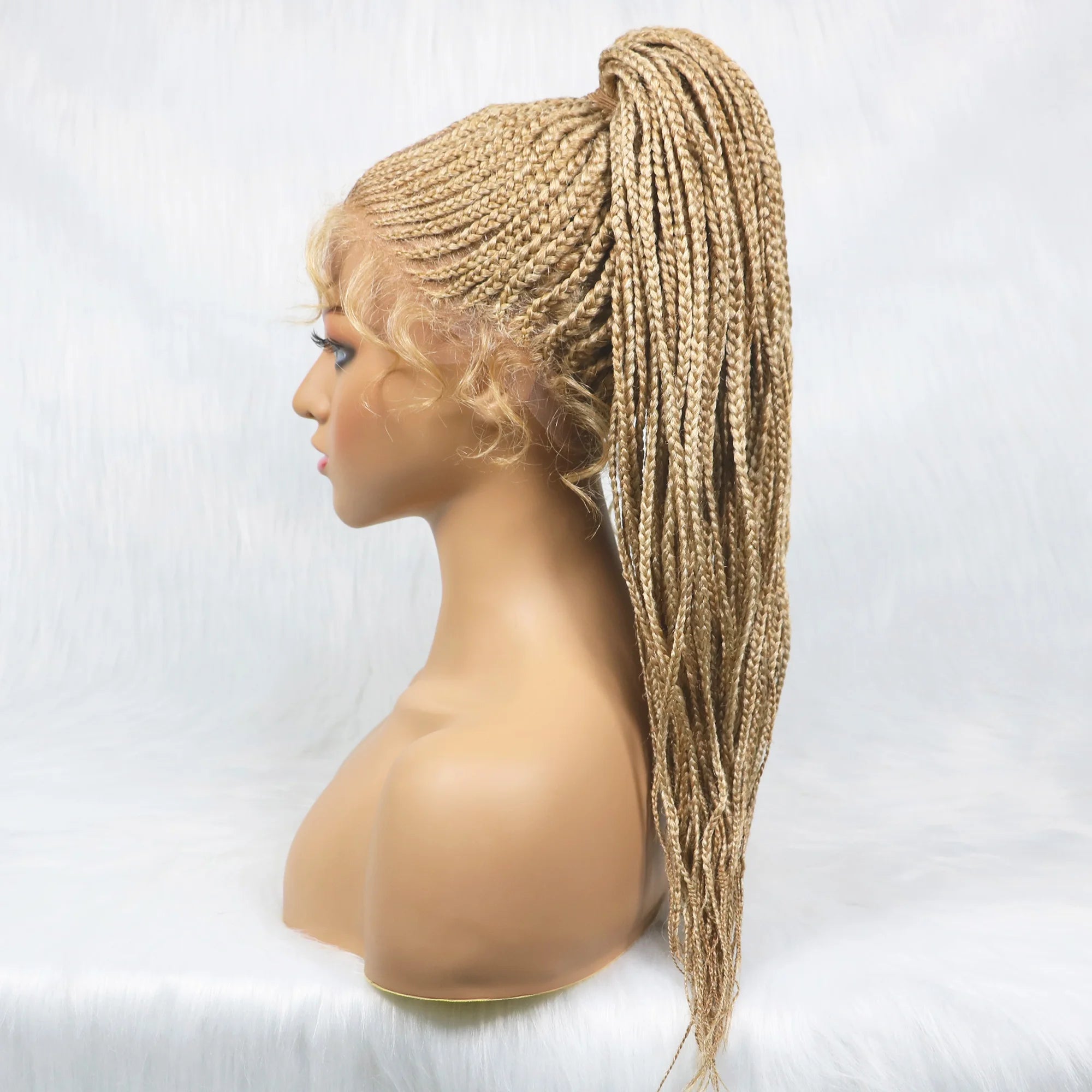 Braided Wigs Ponytail Synthetic Lace Front Wigs for Black Women Updo Style Super Lightweight Cornrow Braids Daily Wear Wigs