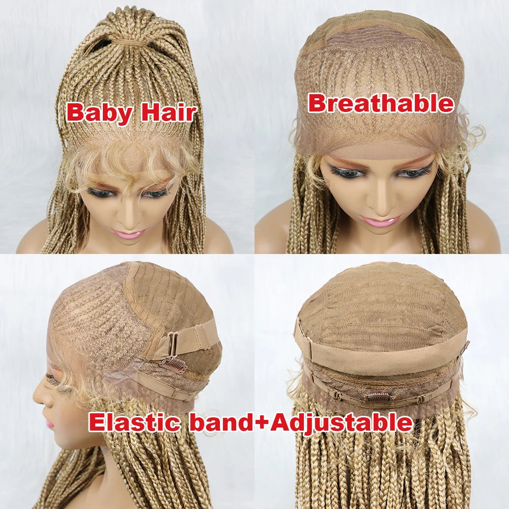 Braided Wigs Ponytail Synthetic Lace Front Wigs for Black Women Updo Style Super Lightweight Cornrow Braids Daily Wear Wigs