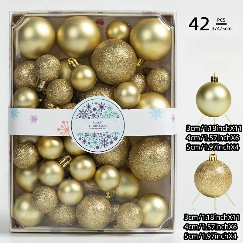 42 Christmas Balls, Christmas Tree Decorations, Hanging Balls In Various Colors, Christmas Decorative Balls, and Christmas Decor
