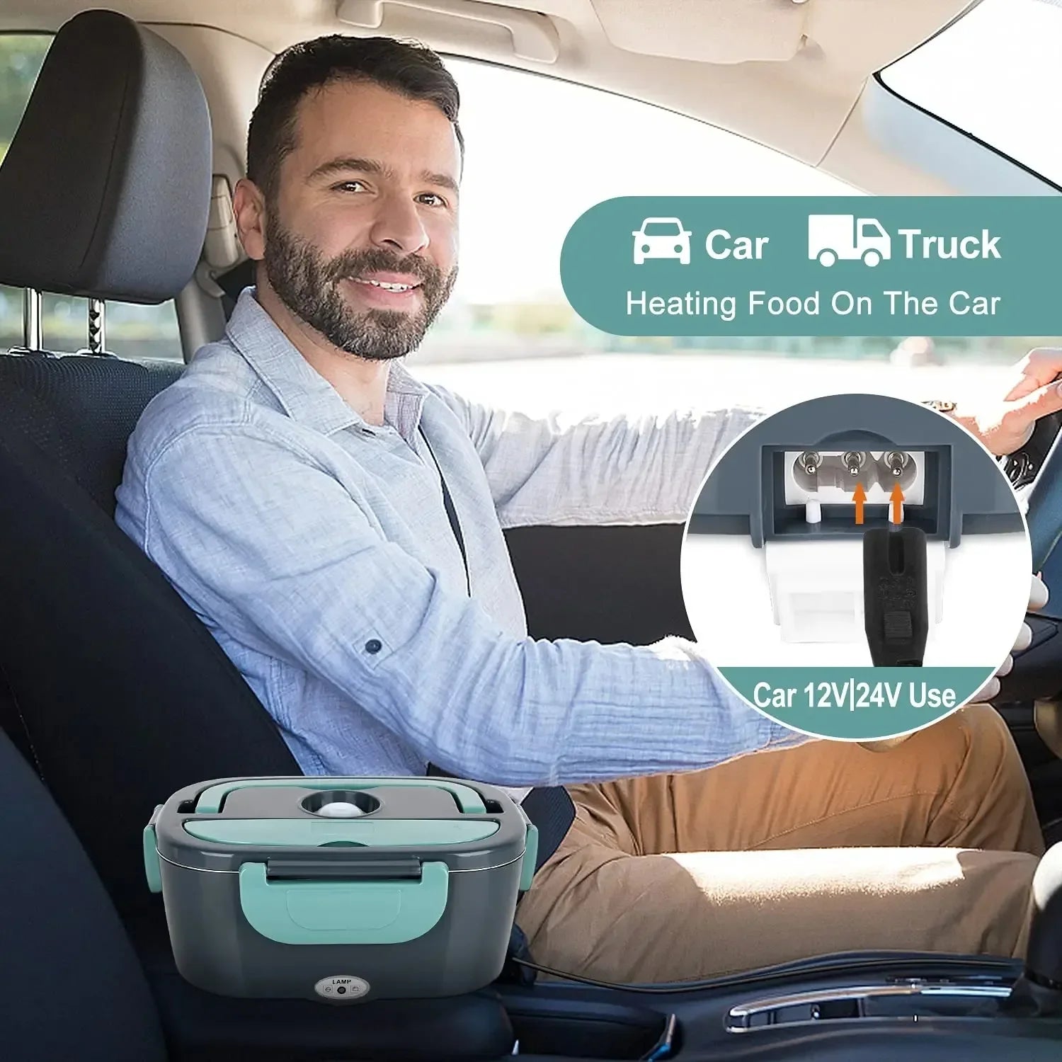 2 in 1 Portable Electric Lunch Box Lunch Box with Heating Function Household Appliances Food Box Electric Lunch Heating Portable