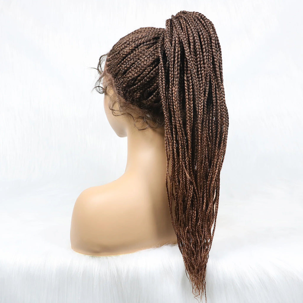 Braided Wigs Ponytail Synthetic Lace Front Wigs for Black Women Updo Style Super Lightweight Cornrow Braids Daily Wear Wigs