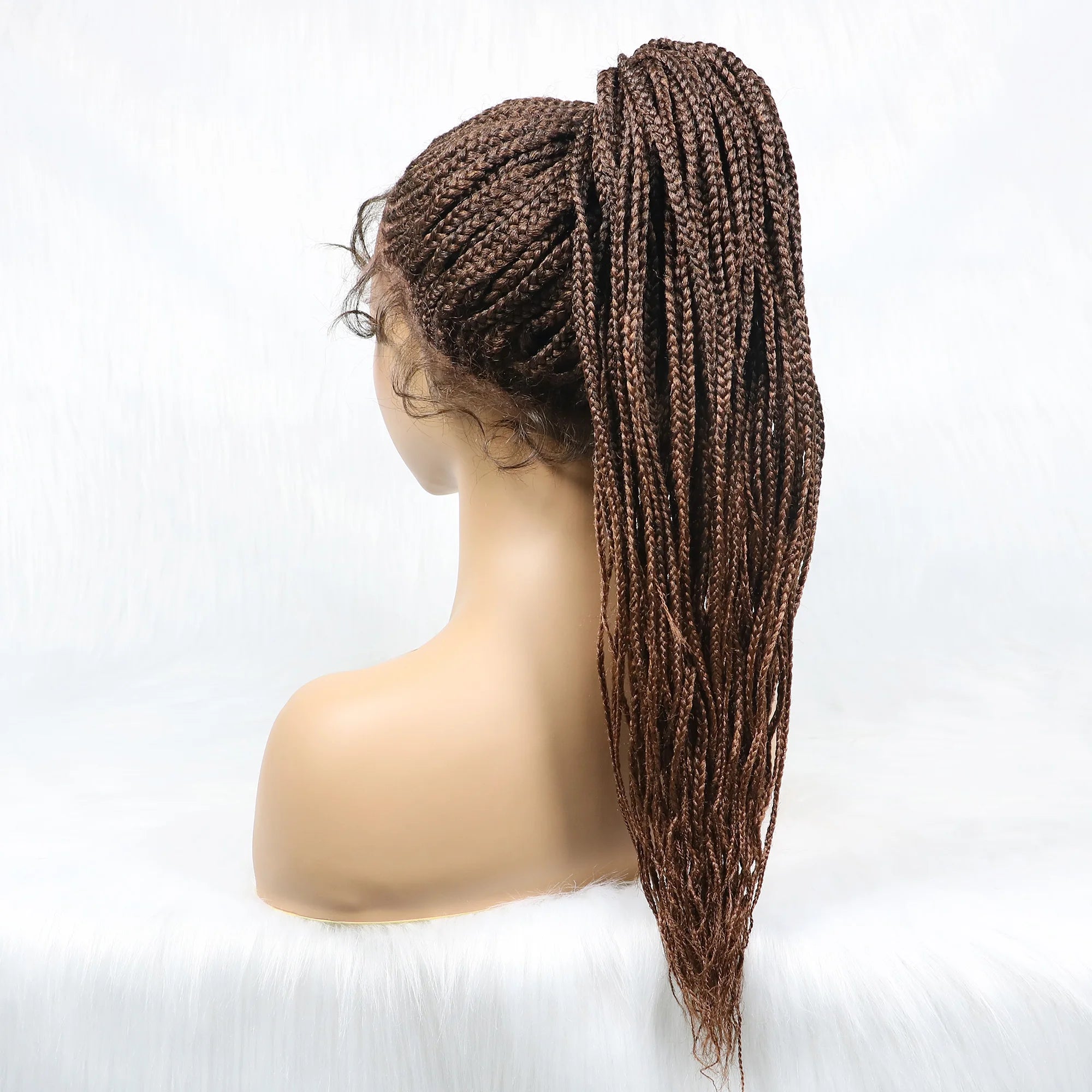 Braided Wigs Ponytail Synthetic Lace Front Wigs for Black Women Updo Style Super Lightweight Cornrow Braids Daily Wear Wigs