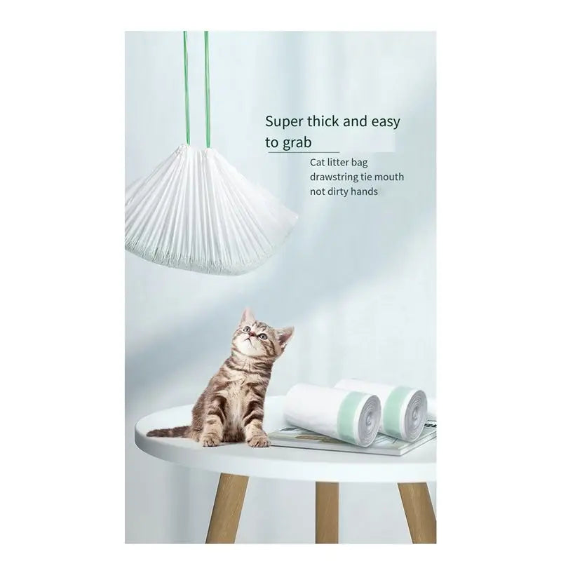 SDFC-Litter Box Liners Compatible With Petx Scoopfree Self-Cleaning Box 20 Count Drawstring Cat Litter Waste Bags For Tray Durab