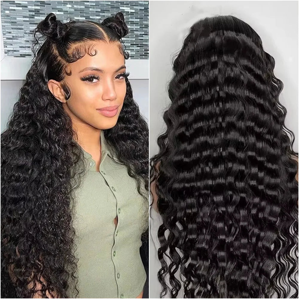 Deep Wave Natural Colored Wigs HD Lace Wigs Brazilian Human Hair Lace Wigs 13x6 Transparent Lace Wigs 200 Density For Women