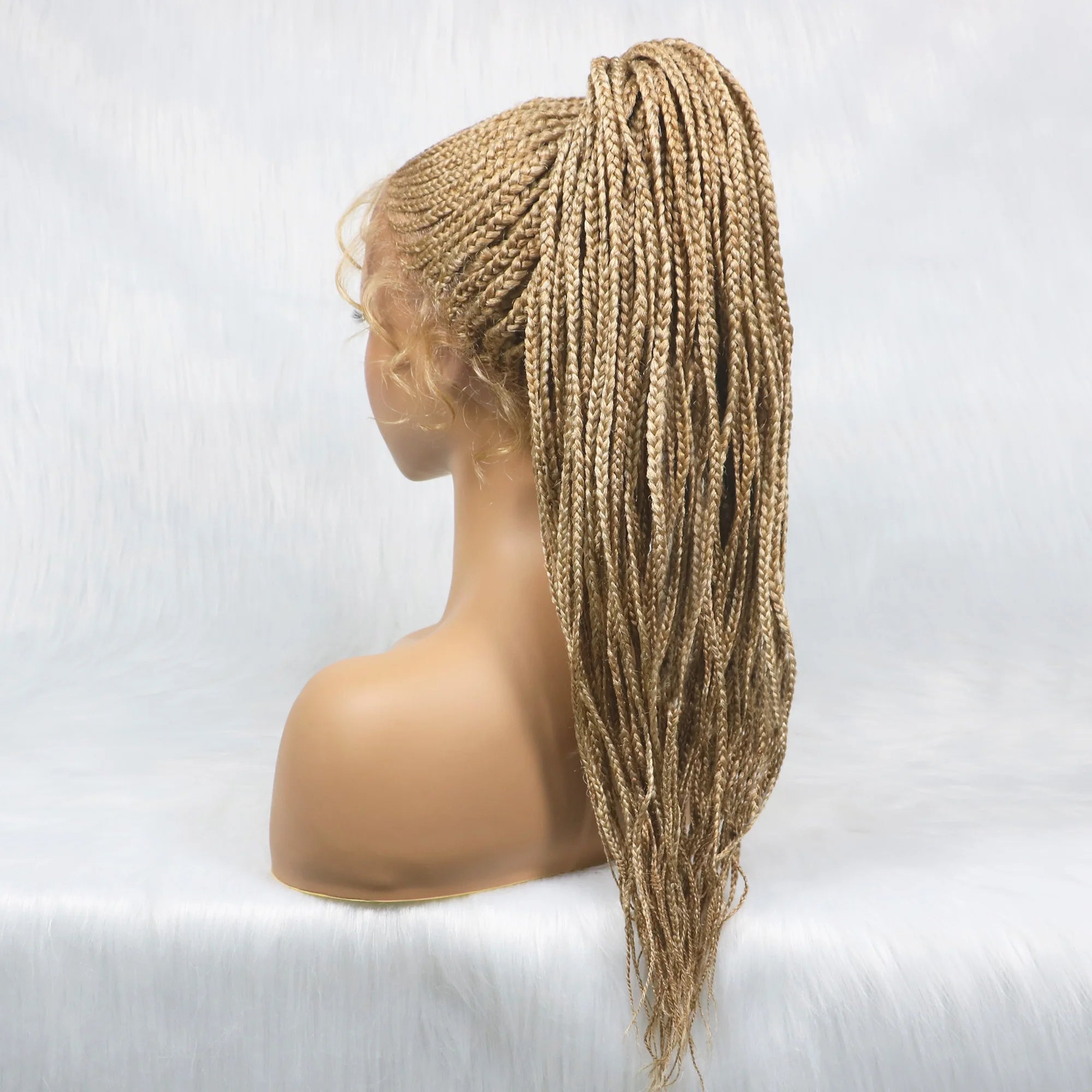 Braided Wigs Ponytail Synthetic Lace Front Wigs for Black Women Updo Style Super Lightweight Cornrow Braids Daily Wear Wigs