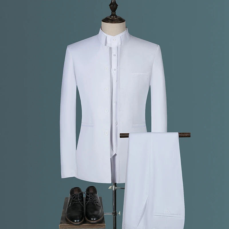 Men's suit for young and middle-aged business, casual, fashionable and stylish, stand-up collar single, Korean version of Zhongs