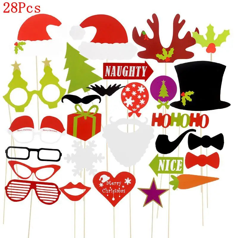 Christmas Decorations Props Cute Santa Claus Xmas Tree Elk Paper Photo Prop New Year Christmas Navidad Children's Gift Accessory