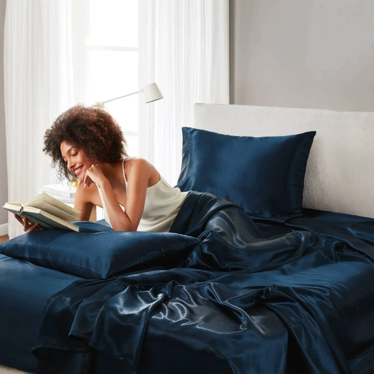 Cal King Satin Sheet Set 4 Pcs Luxury Bedding Solid Color Modern Style Machine Washable Bedroom Use
