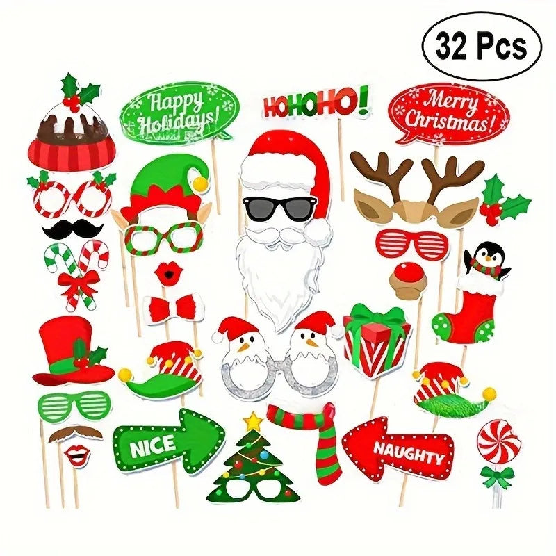 Christmas Decorations Props Cute Santa Claus Xmas Tree Elk Paper Photo Prop New Year Christmas Navidad Children's Gift Accessory