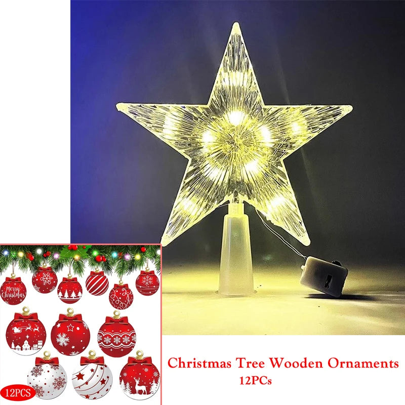 15cm Christmas Tree Decoration Stars Warm White Lights Home Room Decor LED Shining Lamp Xmas Festival TopStar Navidad 1.07in