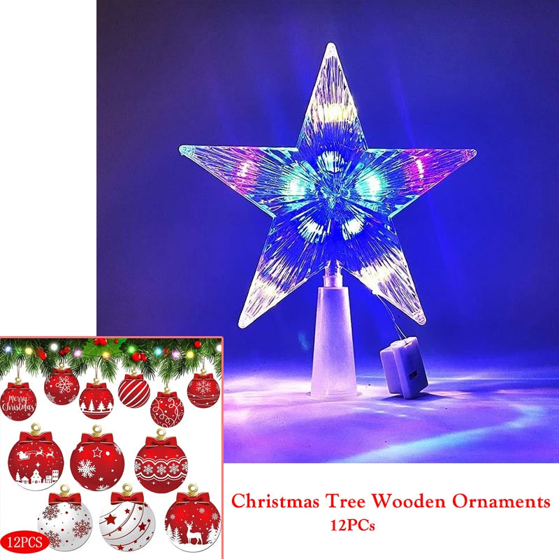 15cm Christmas Tree Decoration Stars Warm White Lights Home Room Decor LED Shining Lamp Xmas Festival TopStar Navidad 1.07in