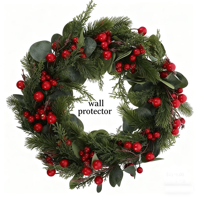 Christmas Outdoor Decor Berries Wreath Festive Front Eucalyptus Leaf Berry Decorations Fake Leaves  Leaf Berry Fake Wreaths