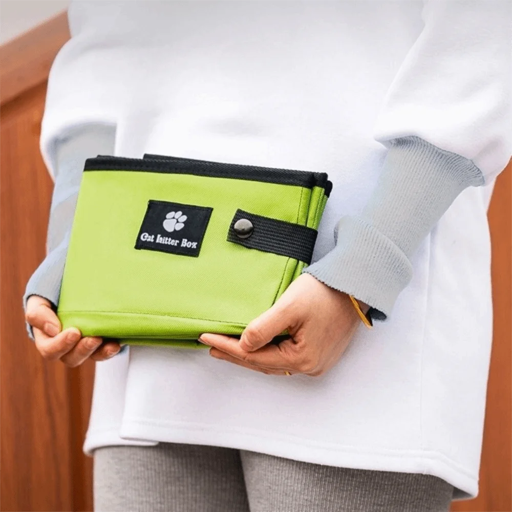 Easy To Clean Waterproof Portable Cat Litter Box Oxford Reusable Cat Toilet Tray Folding Pet Garbage Bin for Cats and Dogs