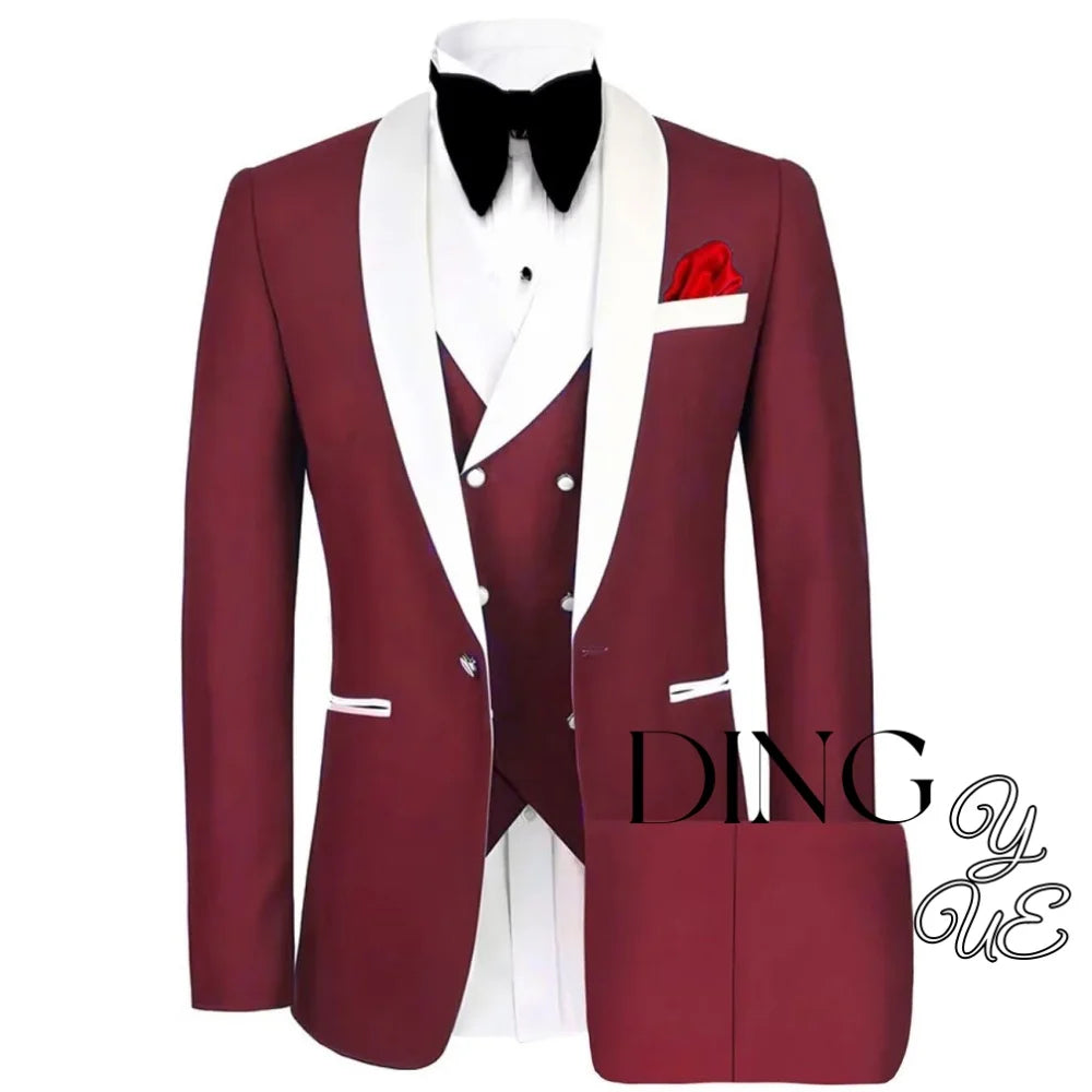 Men 3 Piece Suit Mens Tuxedo Suit for Men Slim Fit Suits One Button Shawl Lapel Wedding Suit Tuxedos trajes para hombre