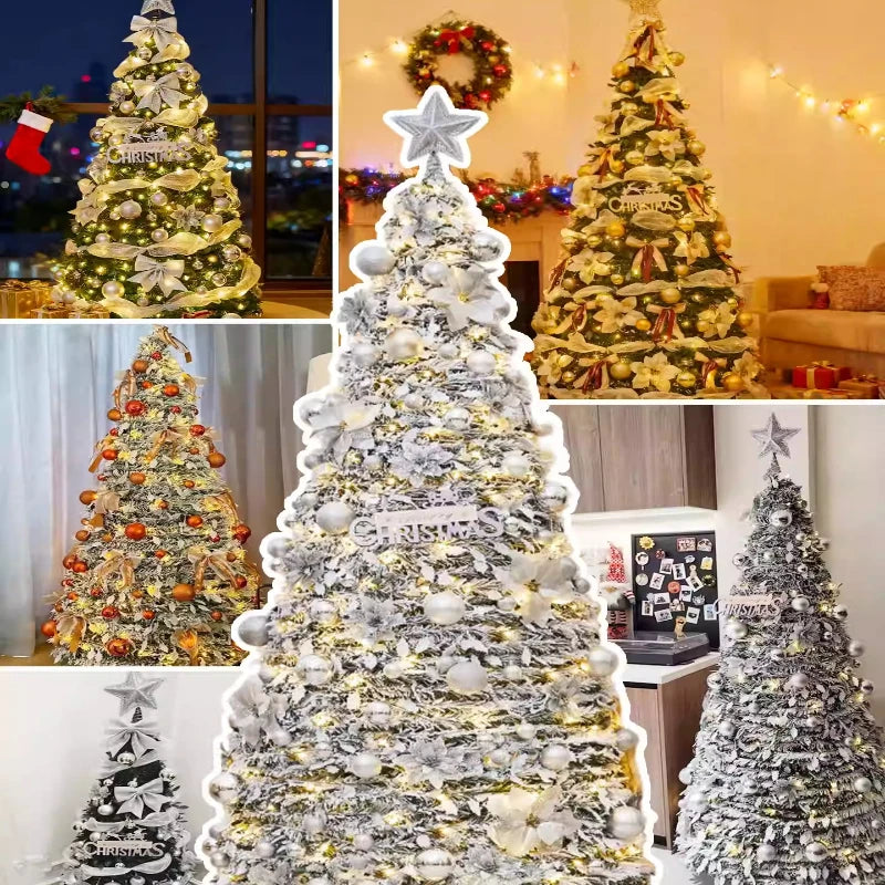 1.5M-2.25M Christmas Tree Extendable PVC Flocked Xmas Tree Premium Dense Artificial Pine Space Saving Foldable Holiday Ornaments