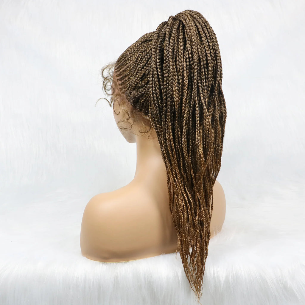 Braided Wigs Ponytail Synthetic Lace Front Wigs for Black Women Updo Style Super Lightweight Cornrow Braids Daily Wear Wigs