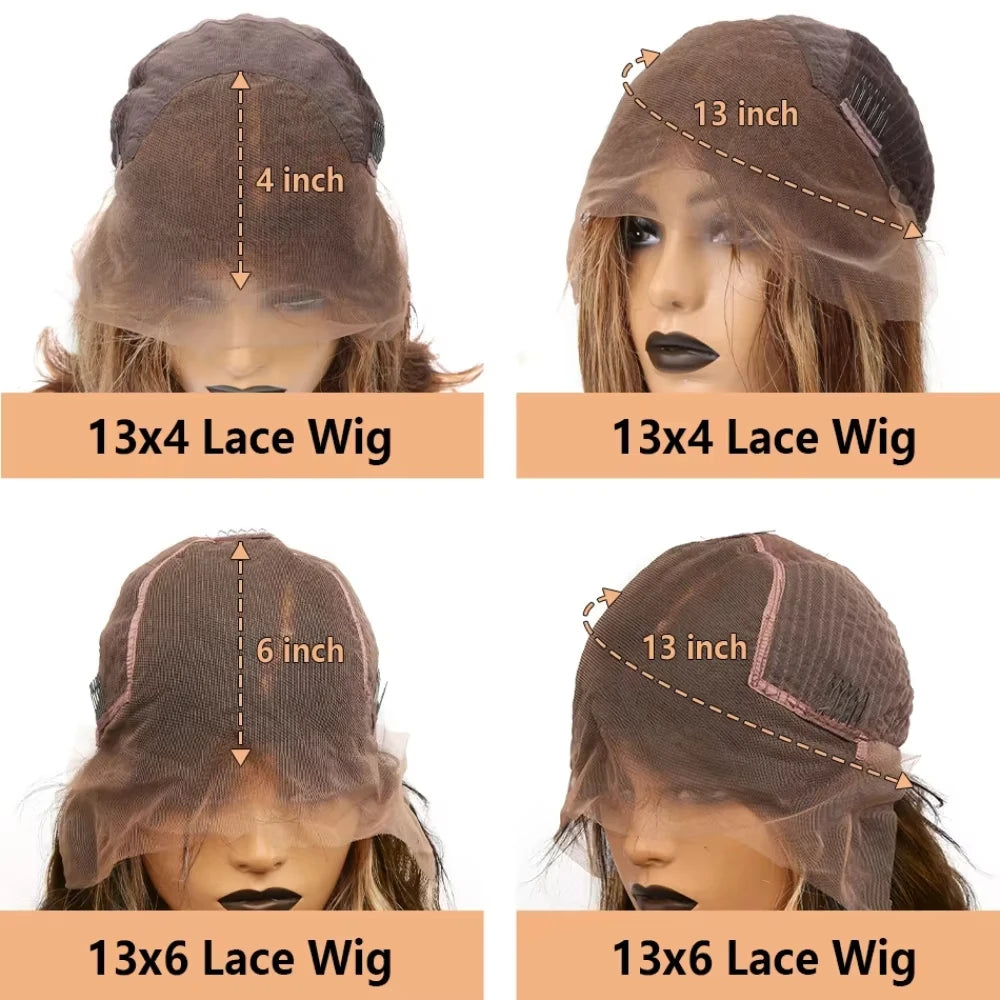 P4/27 Colored  Body Wave Lace Wigs 200% Density Brazilian Human Hair Wigs 13X4 13X6 HD Transparent Lace Wigs For Women