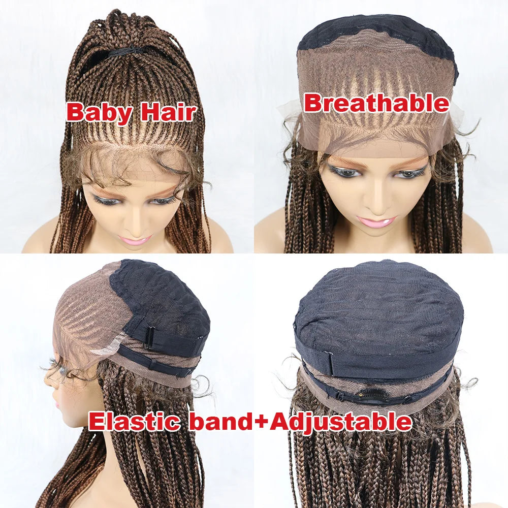 Braided Wigs Ponytail Synthetic Lace Front Wigs for Black Women Updo Style Super Lightweight Cornrow Braids Daily Wear Wigs