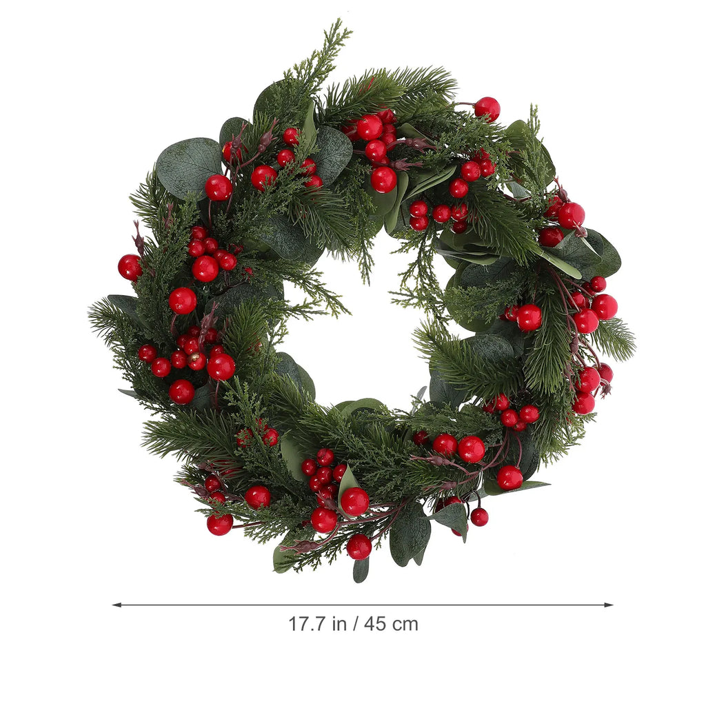 Christmas Outdoor Decor Berries Wreath Festive Front Eucalyptus Leaf Berry Decorations Fake Leaves  Leaf Berry Fake Wreaths