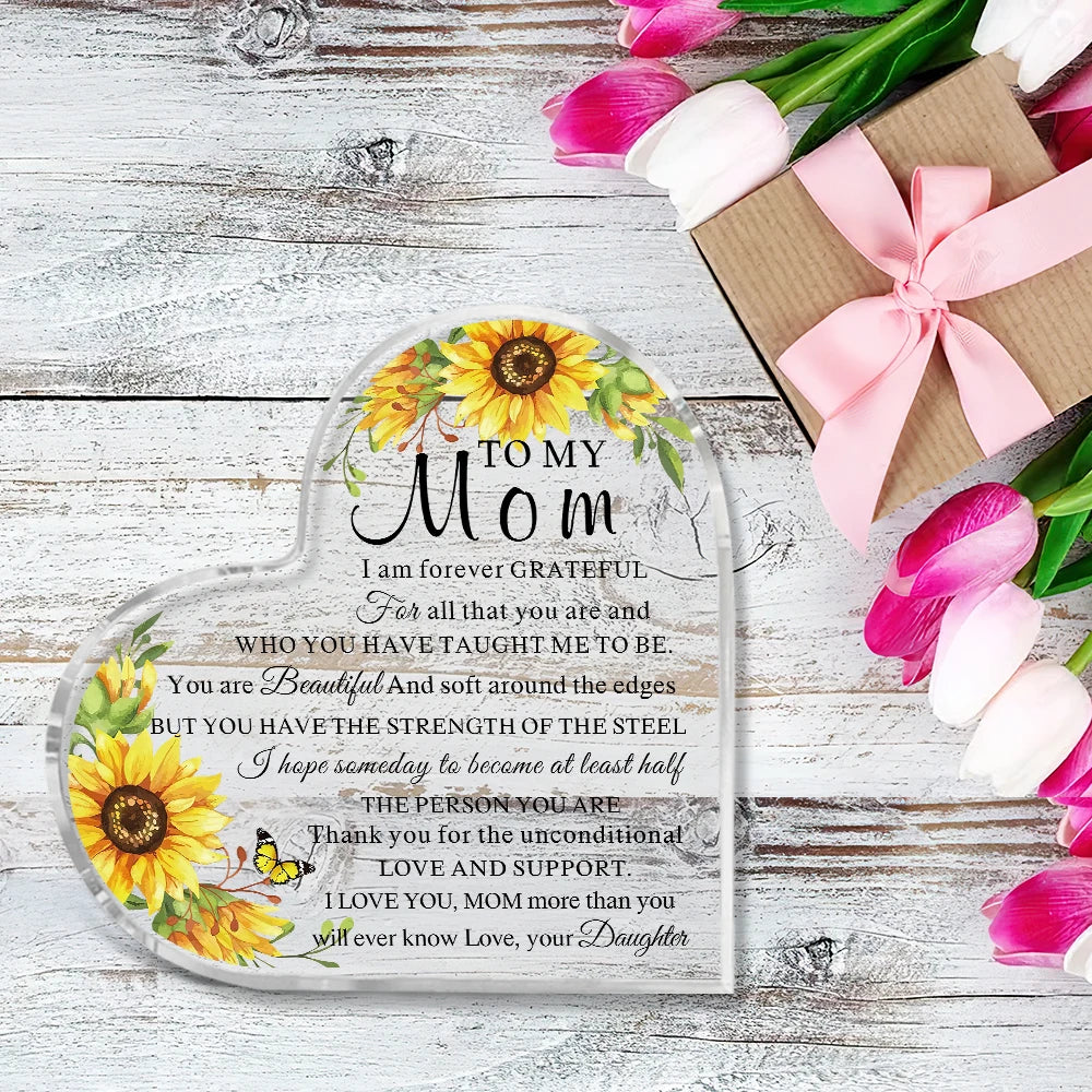 Mother's Day Gifts Birthday Gifts for Mom Bonus Mom Mother in Law from Daughters Son Meaningful Ideal Gifts Acrylic Heart