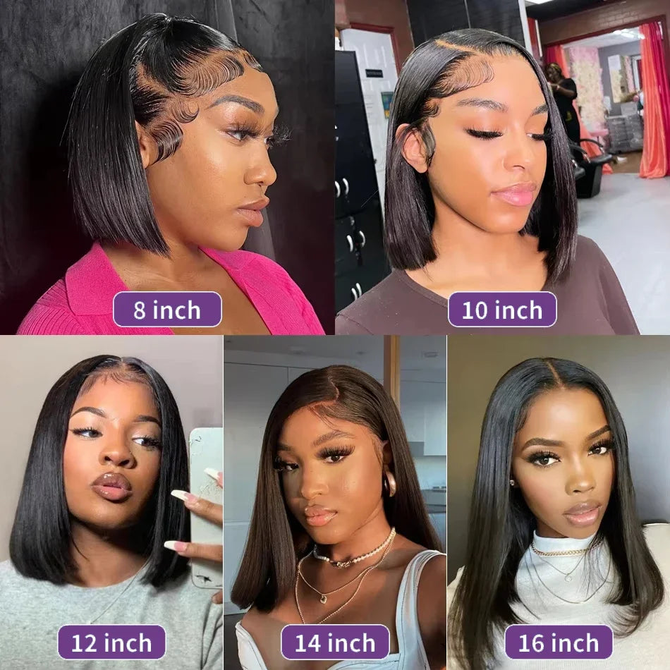 4x4 13x4 Lace Front Human Hair Bone Straight Wigs Cheap Short Bob Wig Brazilian Preplucked Lace Frontal Wigs 100% Human Hair