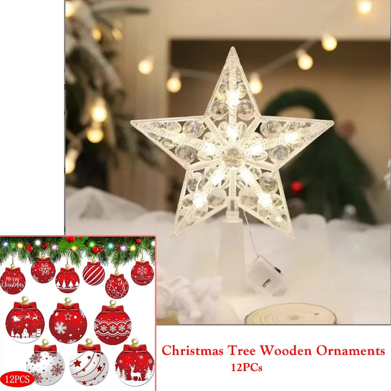 15cm Christmas Tree Decoration Stars Warm White Lights Home Room Decor LED Shining Lamp Xmas Festival TopStar Navidad 1.07in