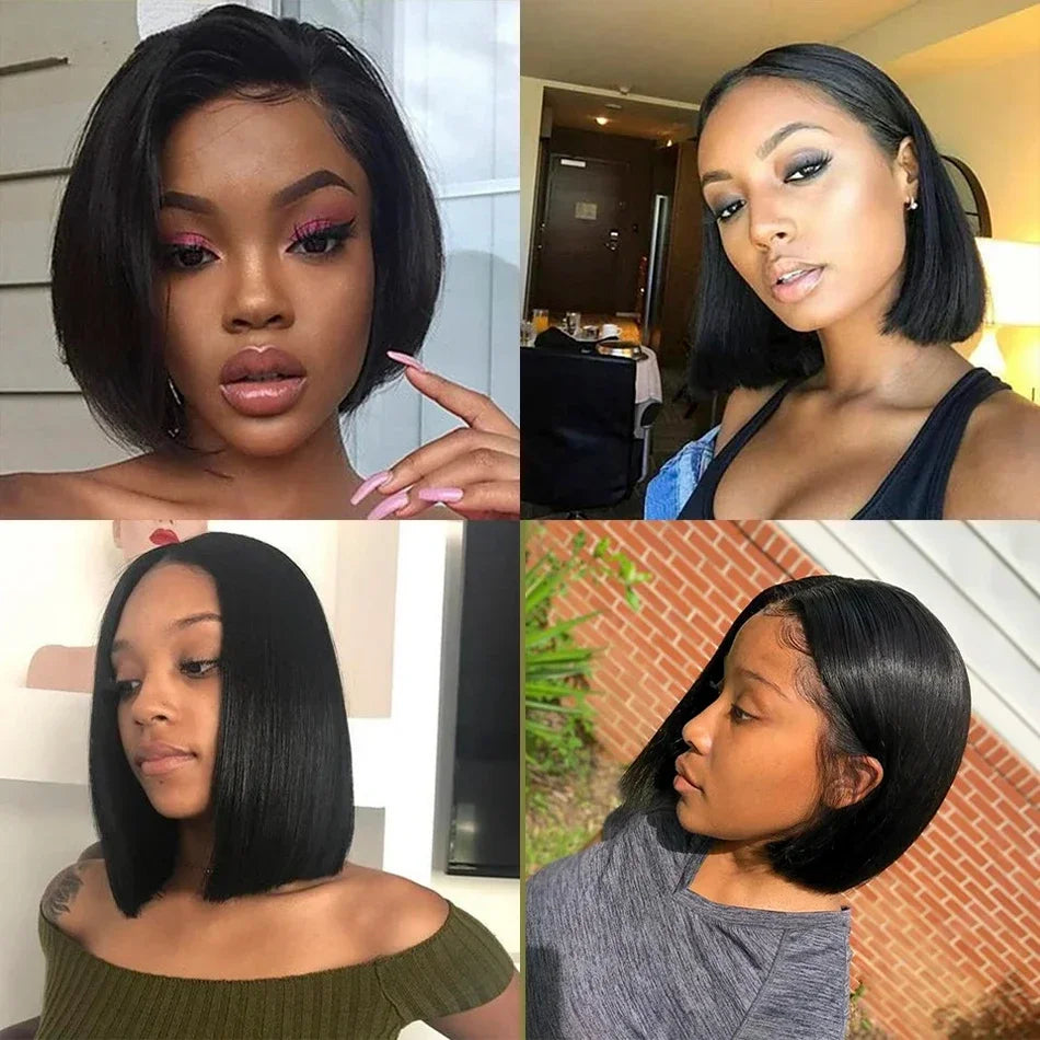 4x4 13x4 Lace Front Human Hair Bone Straight Wigs Cheap Short Bob Wig Brazilian Preplucked Lace Frontal Wigs 100% Human Hair