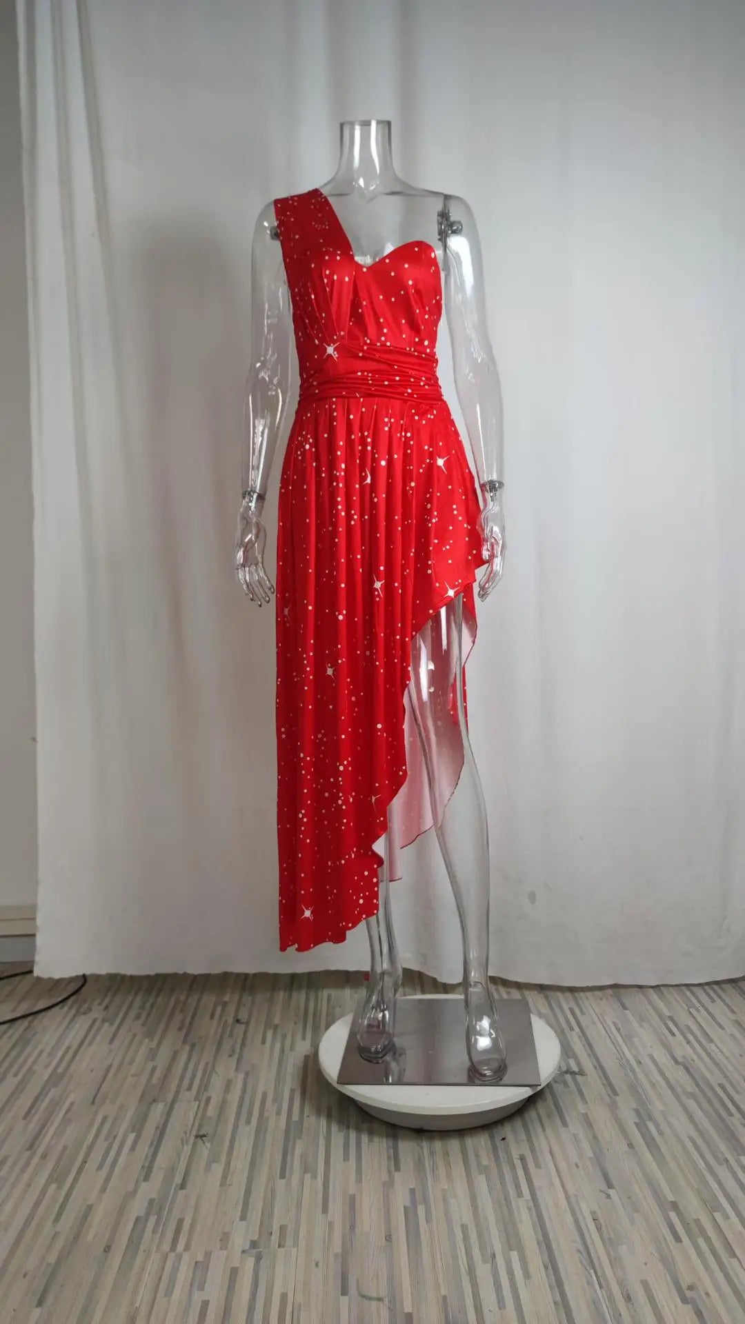 Women's Elegant One Shoulder Glitter Sparkle High Slit Maxi Dress Formal Evening Gown Boho Beach Party Dress