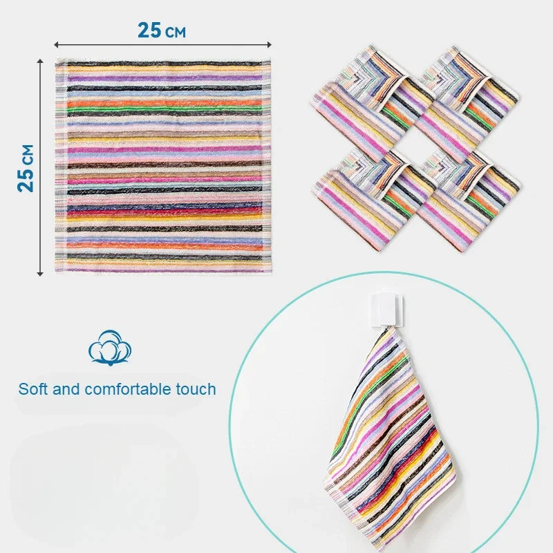 Stripe Kitchen Dish Towels 100% Cotton Highly Absorbent Multi Purpose Tea Towels for Cooking, Drying & Cleaning Pack of 10