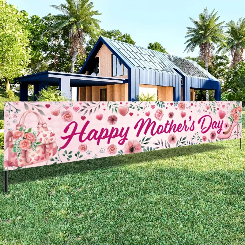 Mother'S Day Celebration Banner Expressing Love For Mothers. Indoor And Outdoor Celebration Activities With Decorations.