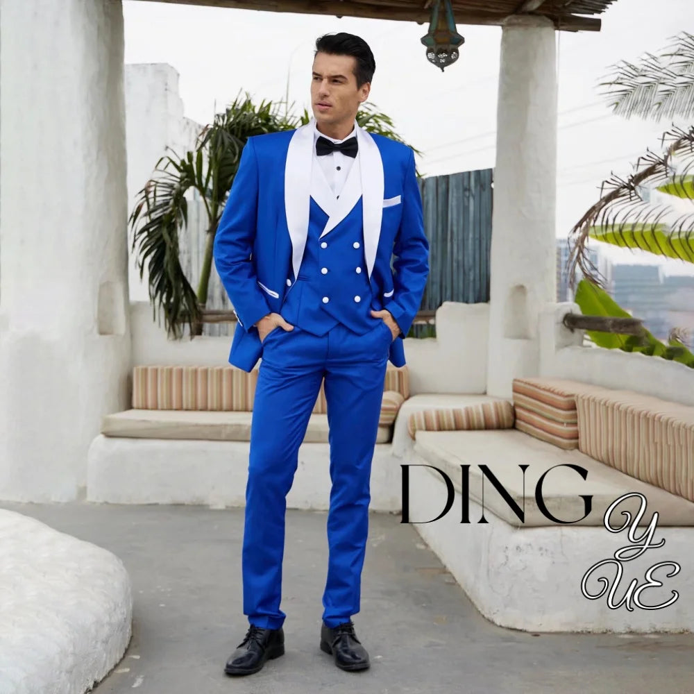 Men 3 Piece Suit Mens Tuxedo Suit for Men Slim Fit Suits One Button Shawl Lapel Wedding Suit Tuxedos trajes para hombre