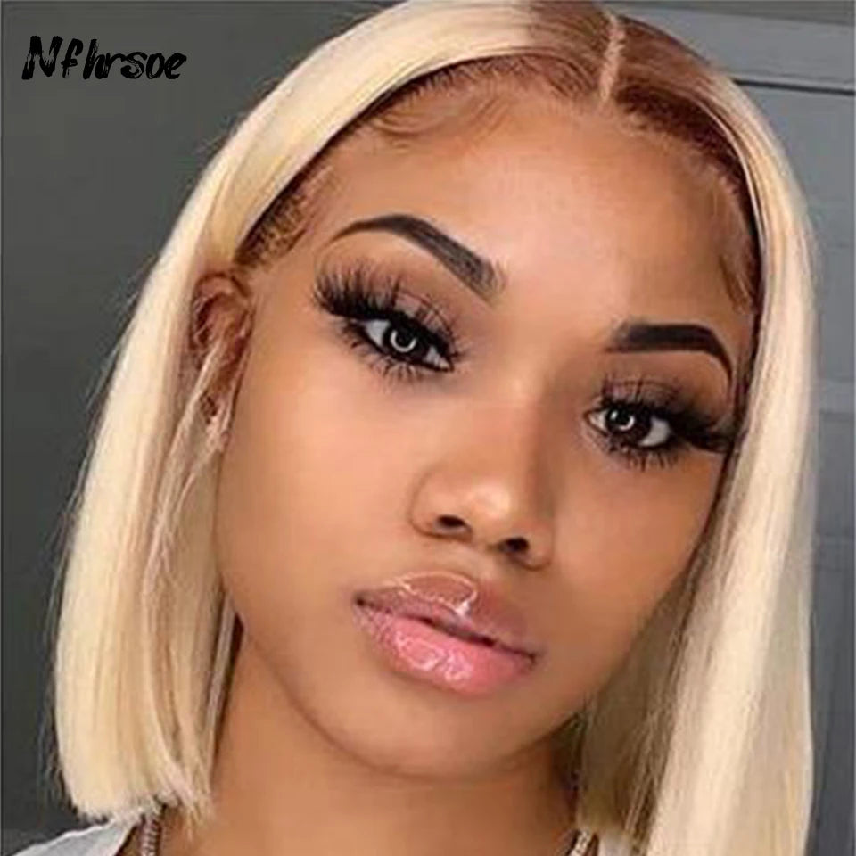 Lace Front Human Hair Wigs For Women Lace Front wigs Hightlight 13X4 Honey Blonde Brown Colored 613 Ombre Short Bob Wig