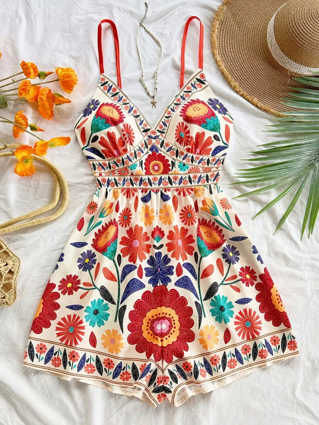 Women's vacation jumpsuit Bohemian summer jumpsuit Women's summer jumpsuit print Women's casual summer jumpsuit New Year party W