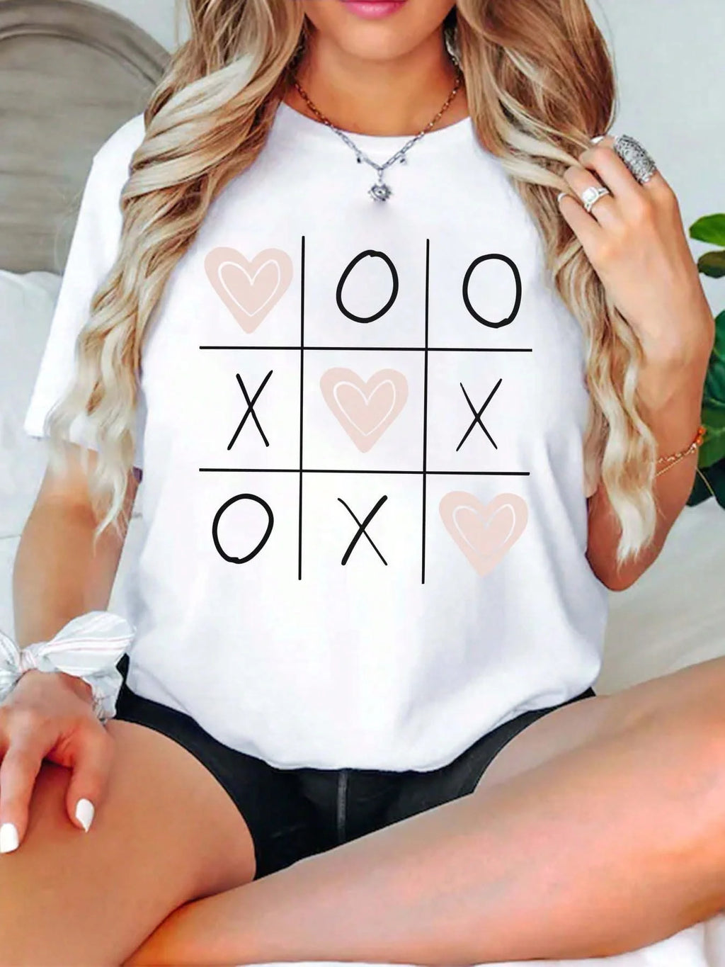 Valentine's Day Theme Printed Women's Casual Fashionable Comfortable Soft Daily Round Neck Short Sleeve Summer Casual Clothing