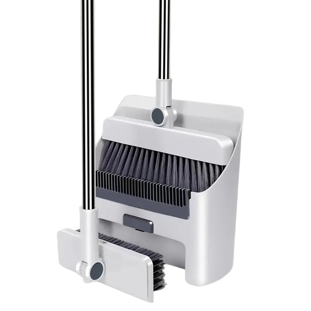 3-in-1 Broom and Dustpan Set Soft Bristles Hair-Free Long Handle Effortless Cleaning Compact Storage for Home Office