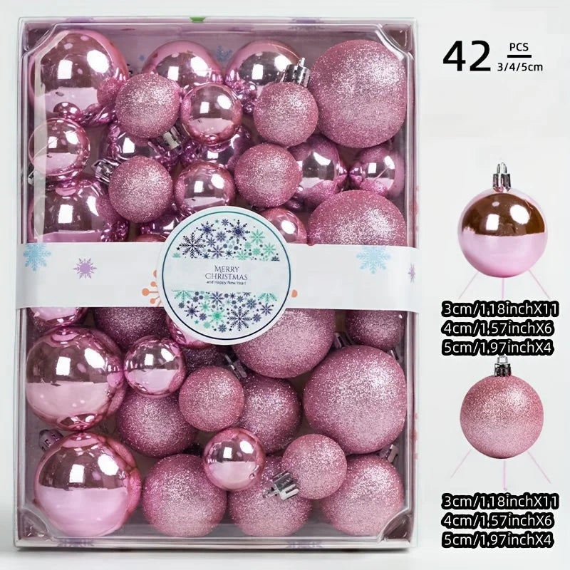 42 Christmas Balls, Christmas Tree Decorations, Hanging Balls In Various Colors, Christmas Decorative Balls, and Christmas Decor