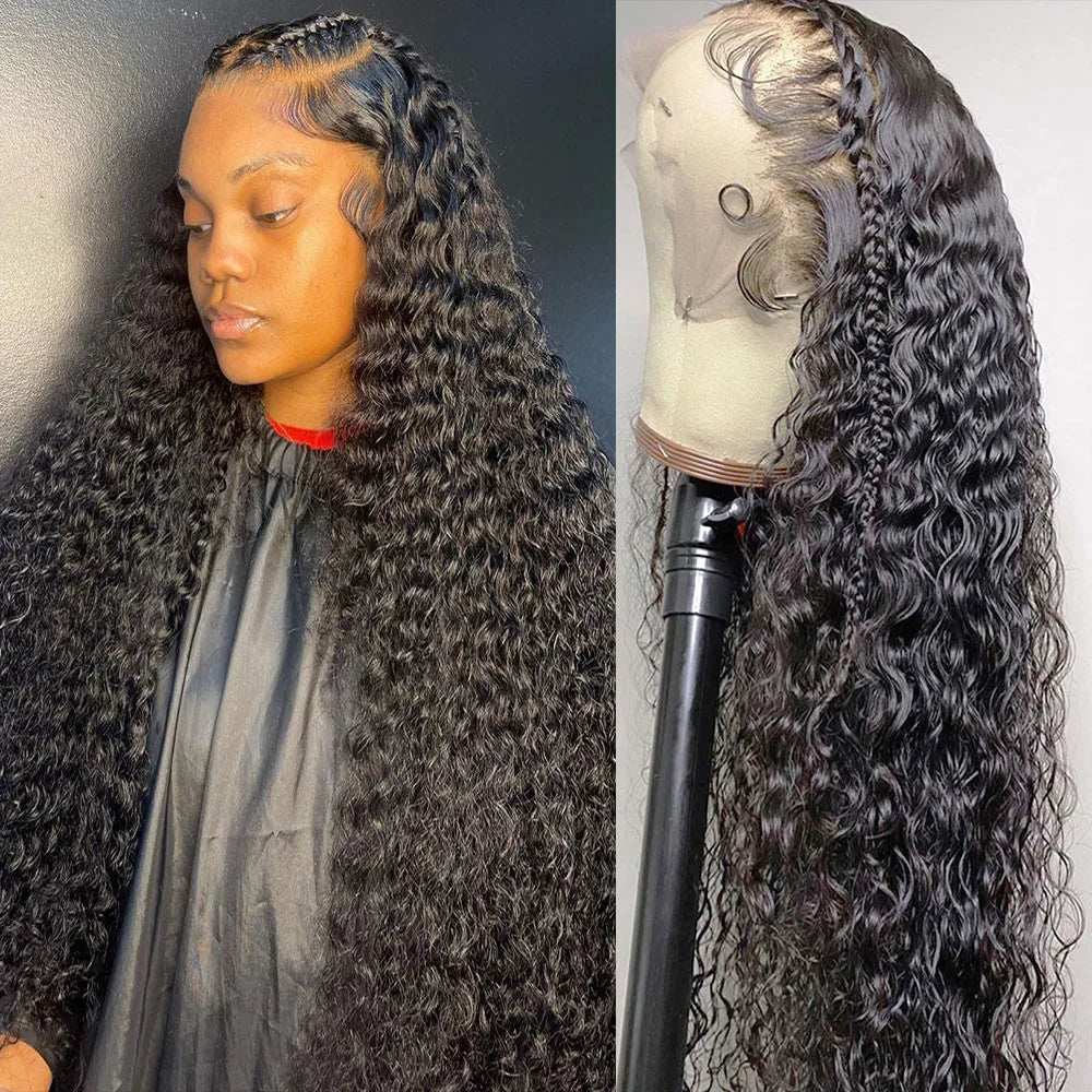 Hd Lace Wig 13x6 Human Hair Pre Plucked Curly Wig 40 Inch Deep Wave Frontal Wig Water Wave Lace Front Wig Brazilian Hair Wigs