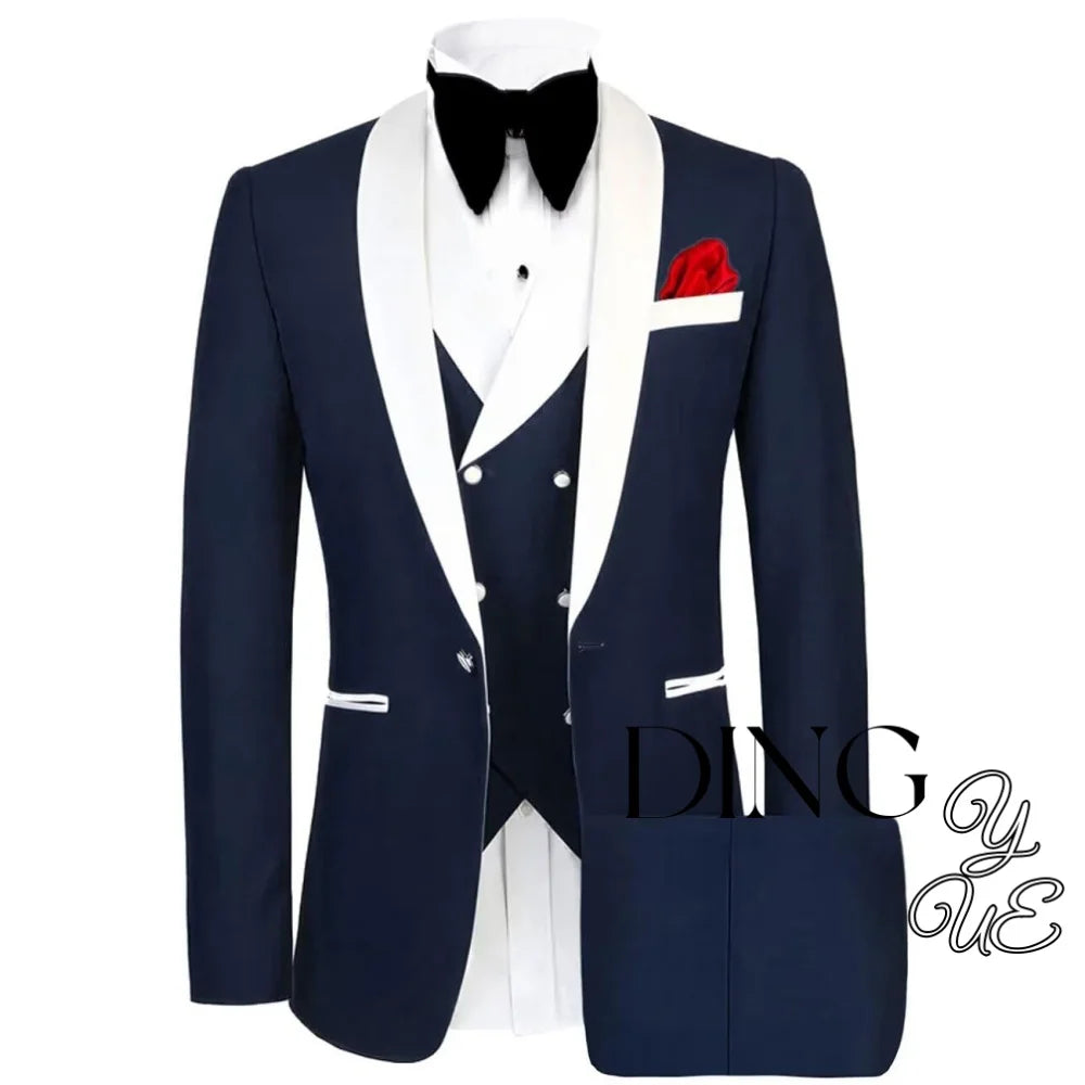 Men 3 Piece Suit Mens Tuxedo Suit for Men Slim Fit Suits One Button Shawl Lapel Wedding Suit Tuxedos trajes para hombre