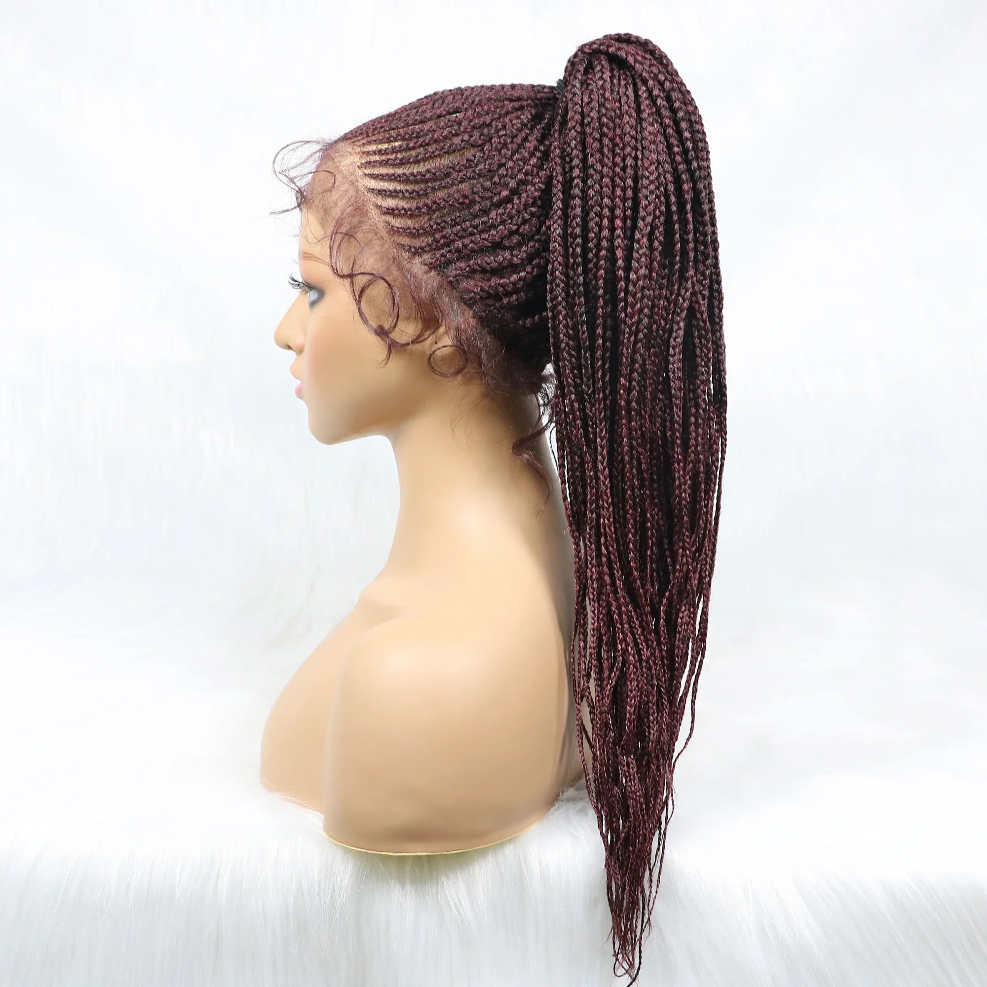 Braided Wigs Ponytail Synthetic Lace Front Wigs for Black Women Updo Style Super Lightweight Cornrow Braids Daily Wear Wigs