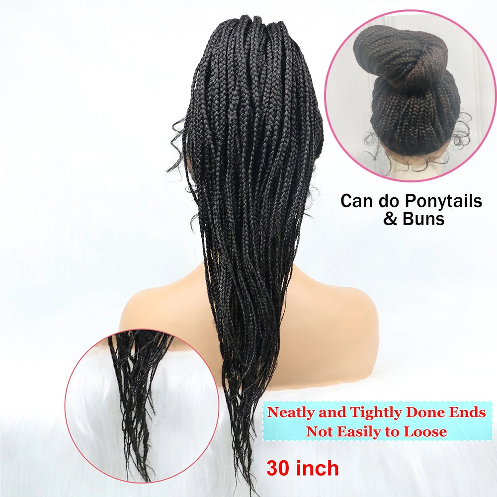 Braided Wigs Ponytail Synthetic Lace Front Wigs for Black Women Updo Style Super Lightweight Cornrow Braids Daily Wear Wigs