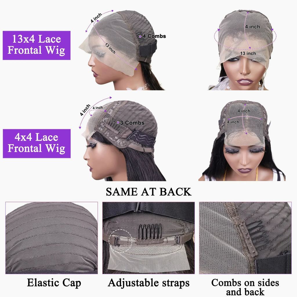 4x4 13x4 Lace Front Human Hair Bone Straight Wigs Cheap Short Bob Wig Brazilian Preplucked Lace Frontal Wigs 100% Human Hair