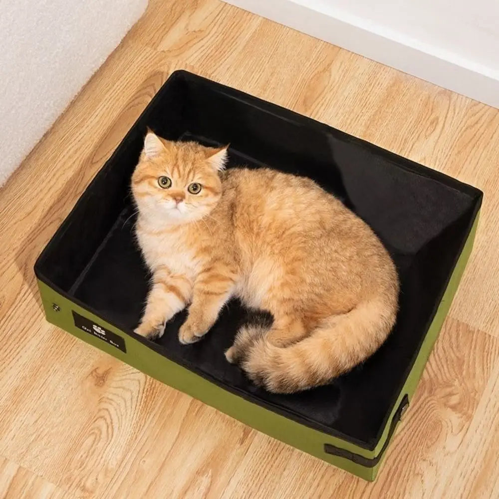 Easy To Clean Waterproof Portable Cat Litter Box Oxford Reusable Cat Toilet Tray Folding Pet Garbage Bin for Cats and Dogs