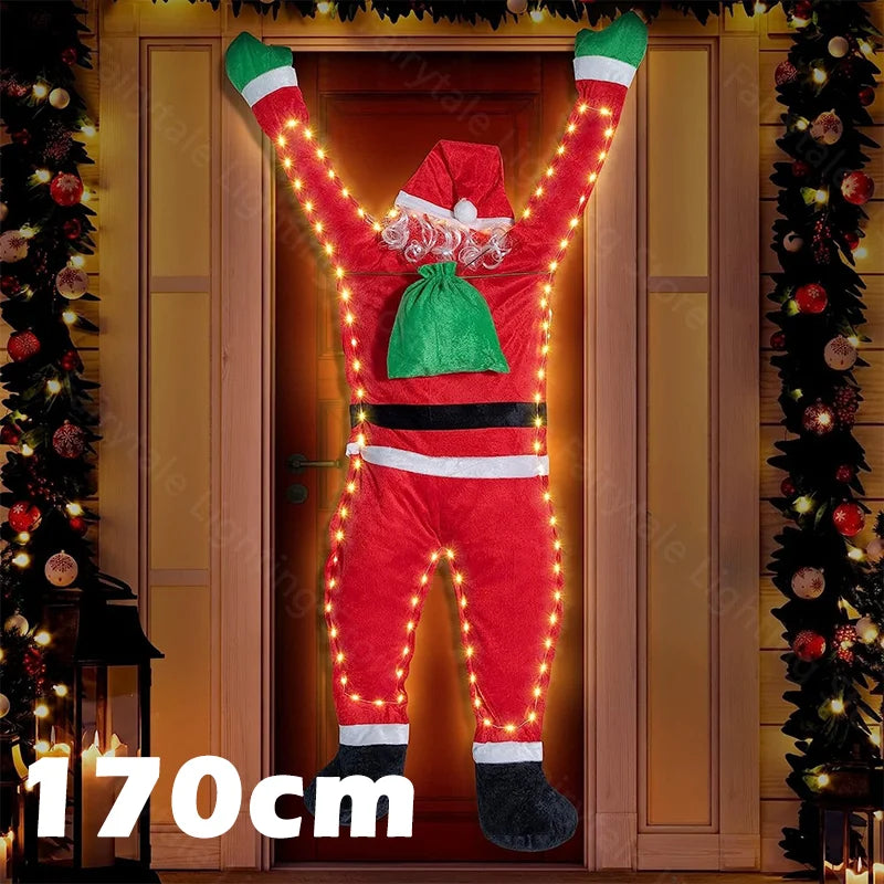 Christmas Climbing Santa Claus Hanging Decoration Outdoor Ornament for Wall Window Yard Home Holiday Party DIY Decor