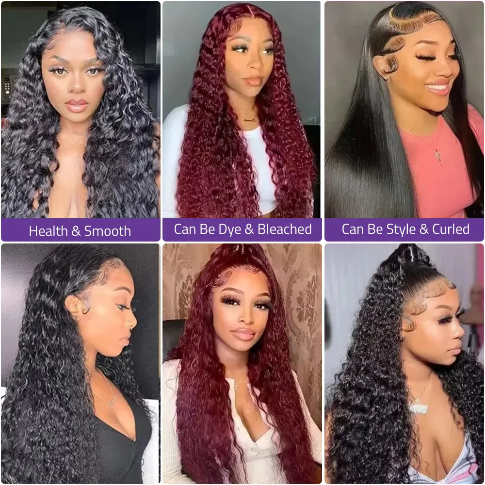 Deep Wave Natural Colored Wigs HD Lace Wigs Brazilian Human Hair Lace Wigs 13x6 Transparent Lace Wigs 200 Density For Women