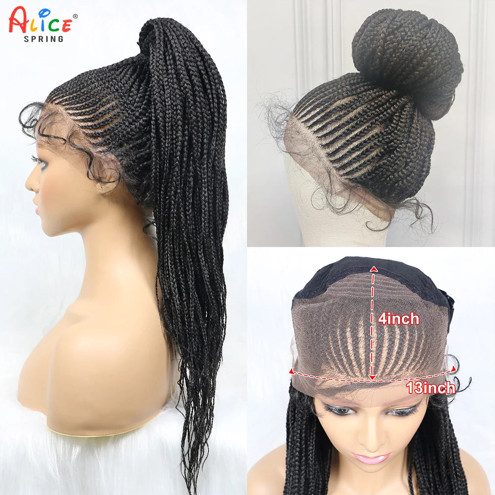 Braided Wigs Ponytail Synthetic Lace Front Wigs for Black Women Updo Style Super Lightweight Cornrow Braids Daily Wear Wigs