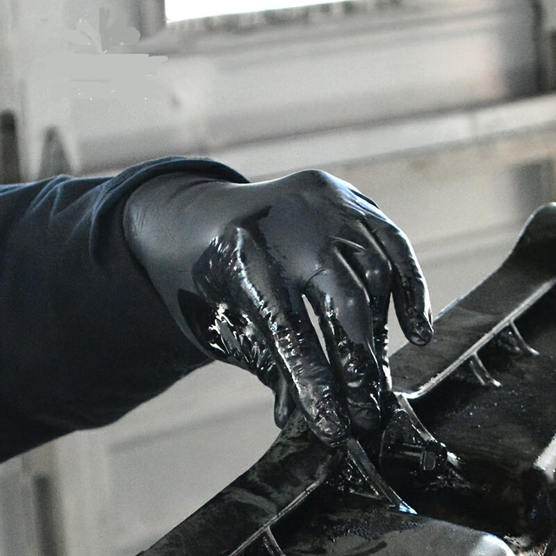 50/100pcs, Nitrile Thickened Disposable Gloves, Durable Waterproof And Oil-proof Household Cleaning, Hair Dyeing, Food Grade Special Car Washing Gloves, Kitchen Stuff