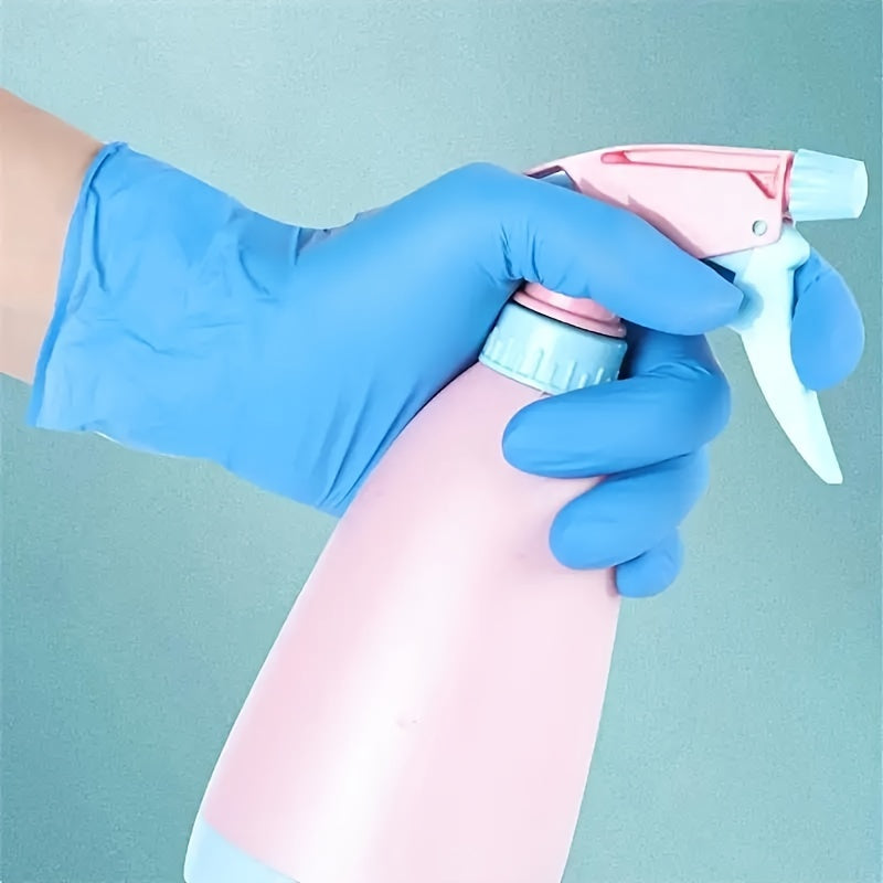 50/100pcs, Nitrile Thickened Disposable Gloves, Durable Waterproof And Oil-proof Household Cleaning, Hair Dyeing, Food Grade Special Car Washing Gloves, Kitchen Stuff