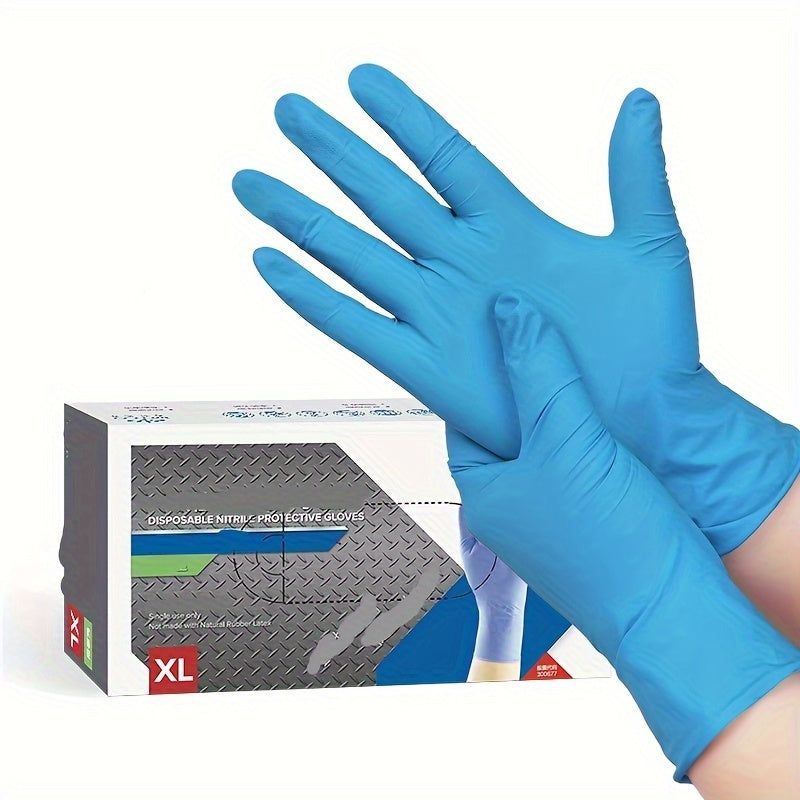 50/100pcs, Nitrile Thickened Disposable Gloves, Durable Waterproof And Oil-proof Household Cleaning, Hair Dyeing, Food Grade Special Car Washing Gloves, Kitchen Stuff